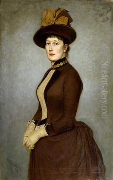 Portrait Von Frau Denner-gaupp Oil Painting by Gustav Adolf Gaupp