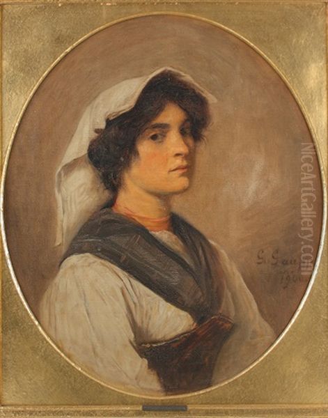 Brustportrat Einer Jungen Sudlanderin Oil Painting by Gustav Adolf Gaupp