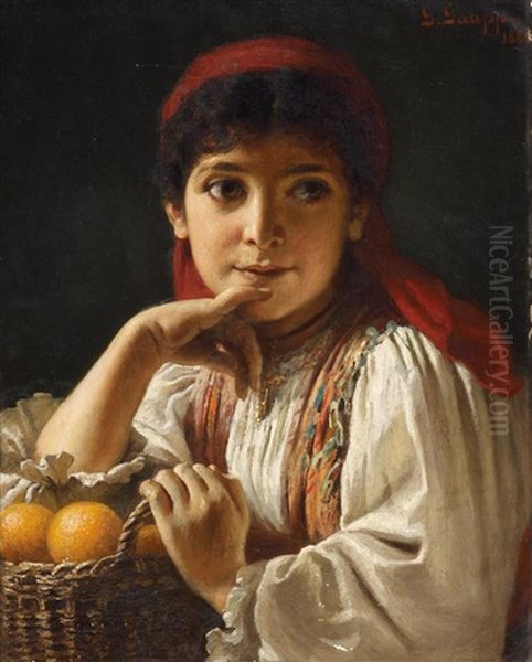 Die Junge Orangenverkauferin Oil Painting by Gustav Adolf Gaupp