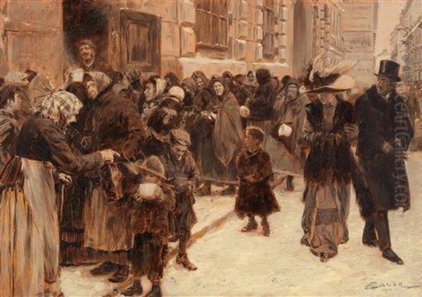 Feeding The Poor Oil Painting by Wilhelm Gause