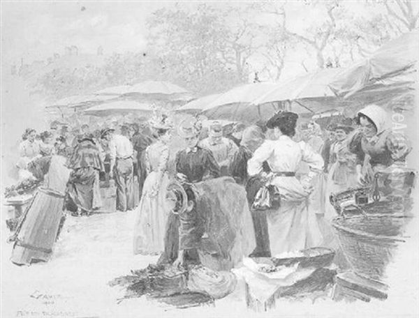 Auf Dem Naschmarkt Oil Painting by Wilhelm Gause