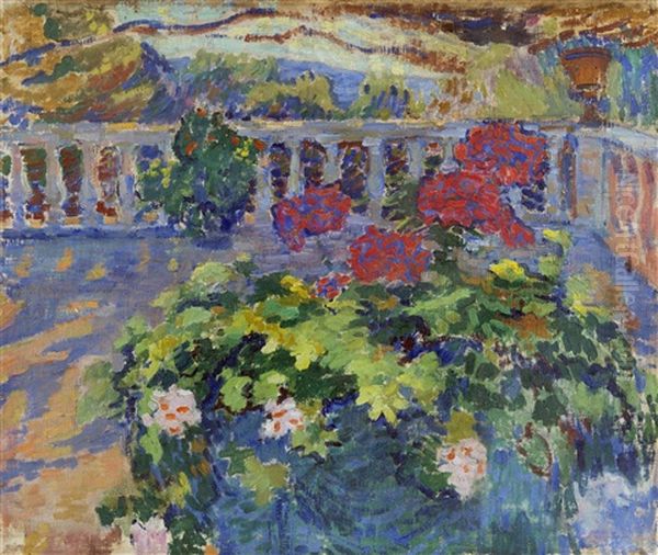 Twilight On The Terrace Oil Painting by Alexander Fedorovich Gaush