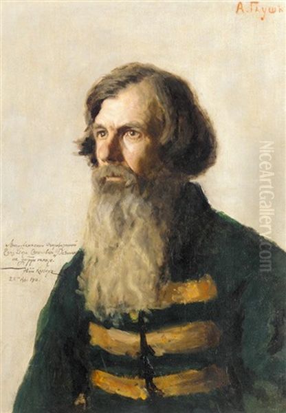 Portrait Of An Izvozchik Oil Painting by Alexander Fedorovich Gaush