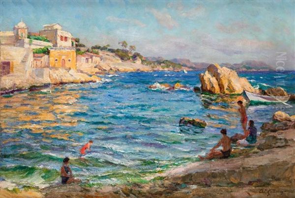 Marseille Oil Painting by Adolphe-Louis Gaussen