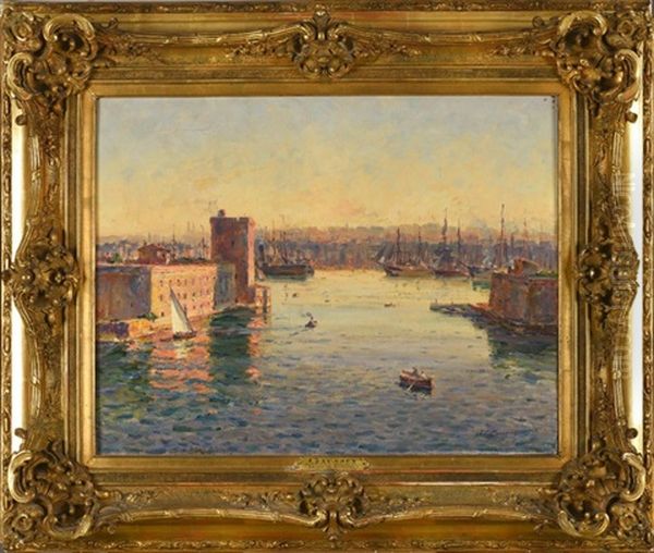 Le Port De Marseille Oil Painting by Adolphe-Louis Gaussen