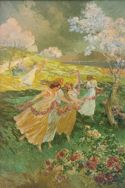 Danse De Printemps Oil Painting by Adolphe-Louis Gaussen