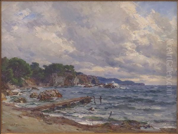 Plage L'automne Oil Painting by Adolphe-Louis Gaussen