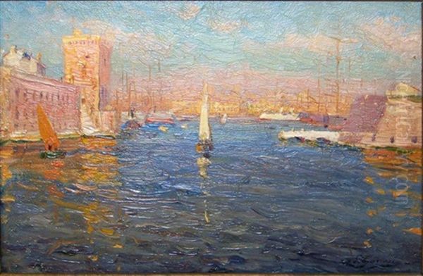 Port De Marseille Oil Painting by Adolphe-Louis Gaussen