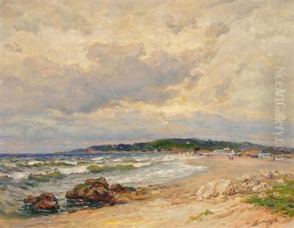 La Plage De Montredon, Marseille Oil Painting by Adolphe-Louis Gaussen