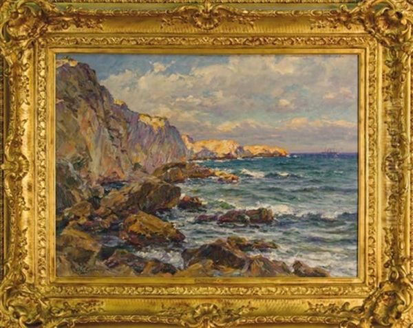 Cote Rocheuse Sur La Mediterranee Oil Painting by Adolphe-Louis Gaussen