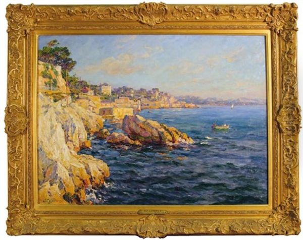 La Corniche A Marseille Oil Painting by Adolphe-Louis Gaussen