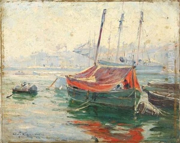 Coin De Port Dans Le Midi Oil Painting by Adolphe-Louis Gaussen