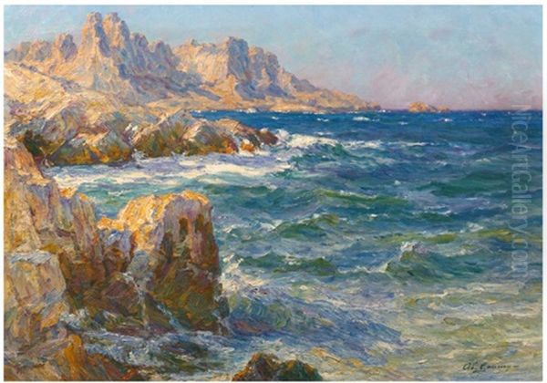 Bord De Mer Pres De Marseille Oil Painting by Adolphe-Louis Gaussen