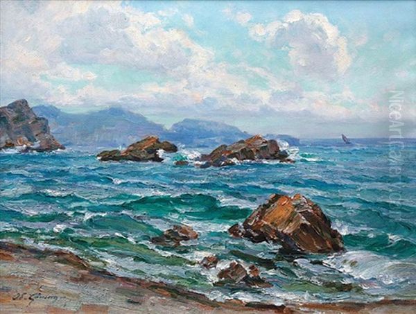 Les Islettes, Rade De Toulon Oil Painting by Adolphe-Louis Gaussen