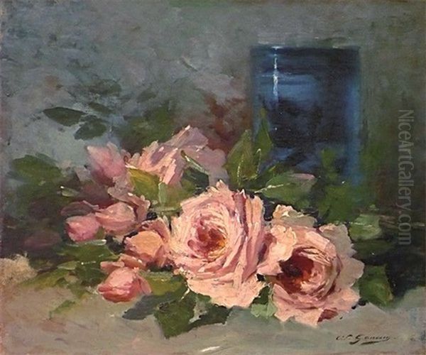 Jete De Roses Oil Painting by Adolphe-Louis Gaussen