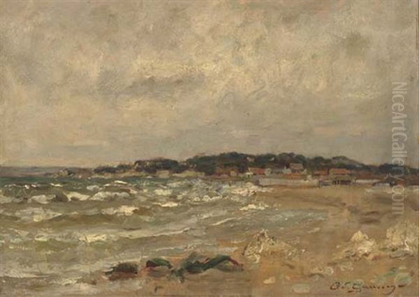 La Plage Oil Painting by Adolphe-Louis Gaussen