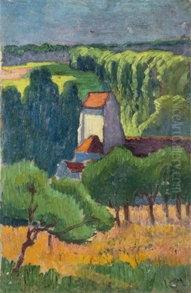 L'eglise De Gouvernes (seine Et Marne) Oil Painting by Leo Gausson