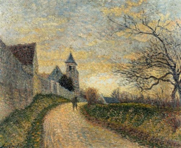 L'eglise De Conches-sur-gondoire Paysage Aux Environs De Lagny Oil Painting by Leo Gausson