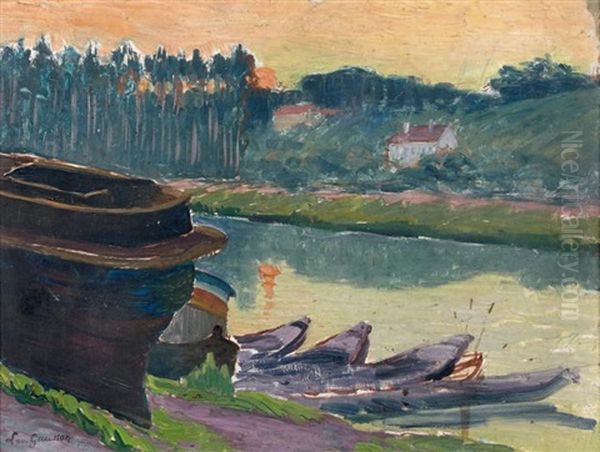 Bord D'etang Aux Barques Oil Painting by Leo Gausson