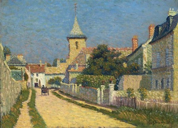 Attelage Rue De L'eglise Oil Painting by Leo Gausson