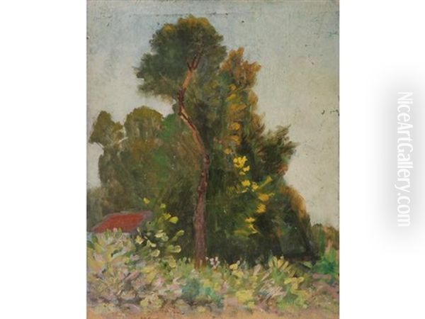 Paysage Avec Maisonnette (+ Maison Dans Les Arbres; Verso) Oil Painting by Leo Gausson