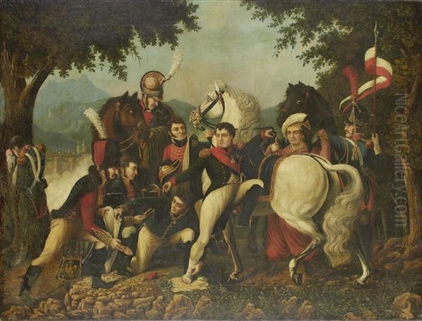 Napoleon Wounded At Ratisbonne April 23, 1809 Oil Painting by Claude Gautherot