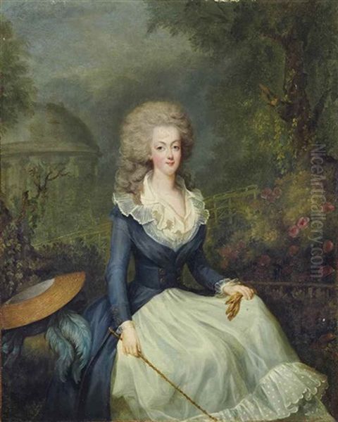 Marie-antoinette Devant Le Temple De L'amour Oil Painting by Jean-Baptiste Andre Gautier d'Agoty