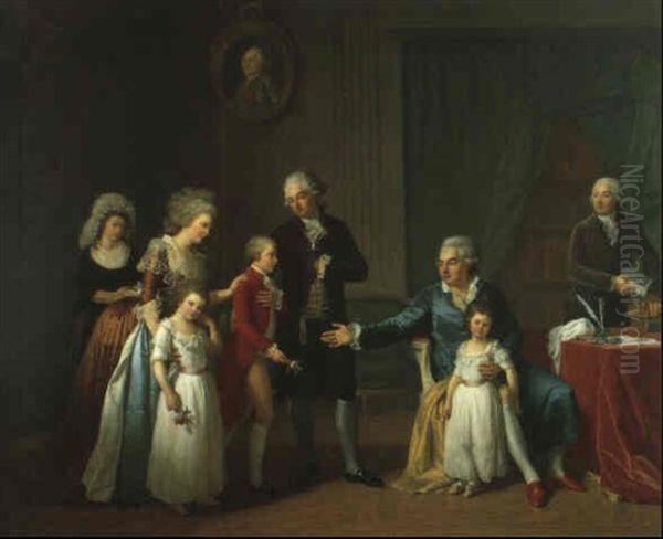 Portrait De Bertrand De Moleville Et De Sa Famille Oil Painting by Jean-Baptiste Andre Gautier d'Agoty