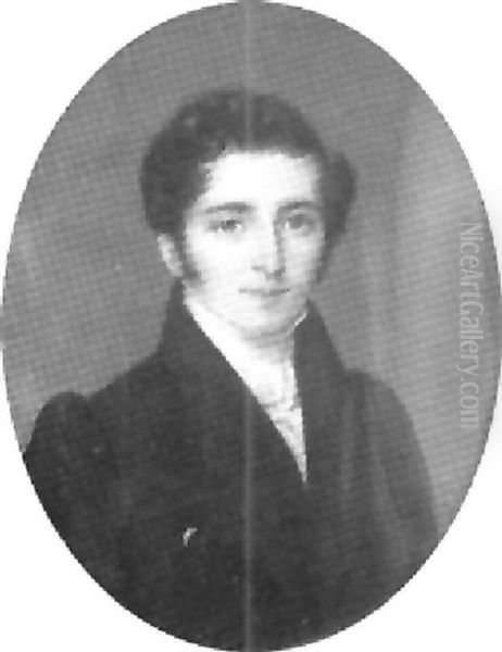 A Gentleman With Short Curling Dark Hair, Wearing A Black Coat And Waistcoat Oil Painting by Pierre Edouard Gautier dagoty