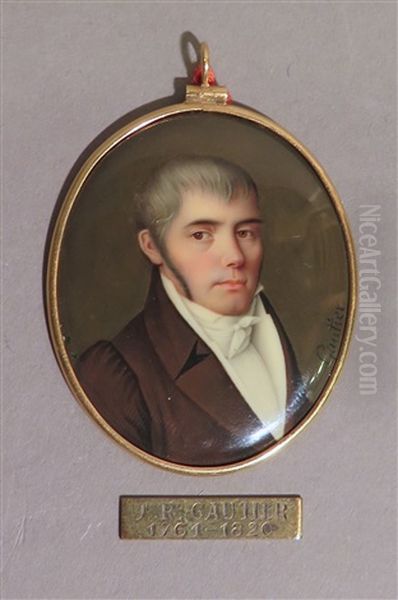 Miniature Au Portrait De Gentilhomme Oil Painting by Jean-Rodolphe Gautier