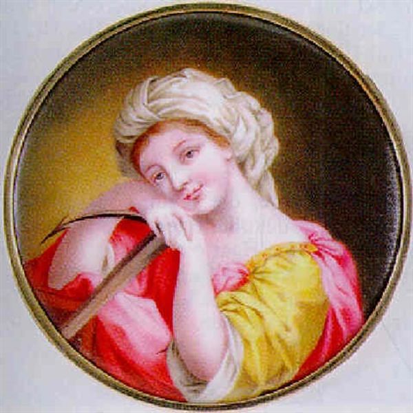 Bildnis Einer Jungen Frau Auf Einen Anker Gestutzt Oil Painting by Jean-Rodolphe Gautier