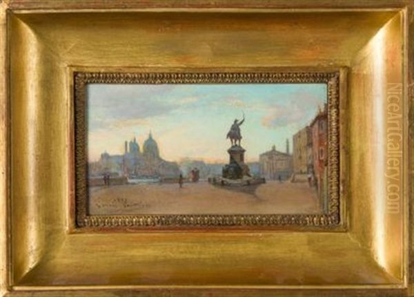 Blick Auf Das Denkmal Vittorio Emanuele Ii In Venedig Oil Painting by Louis Francois Leon Gautier