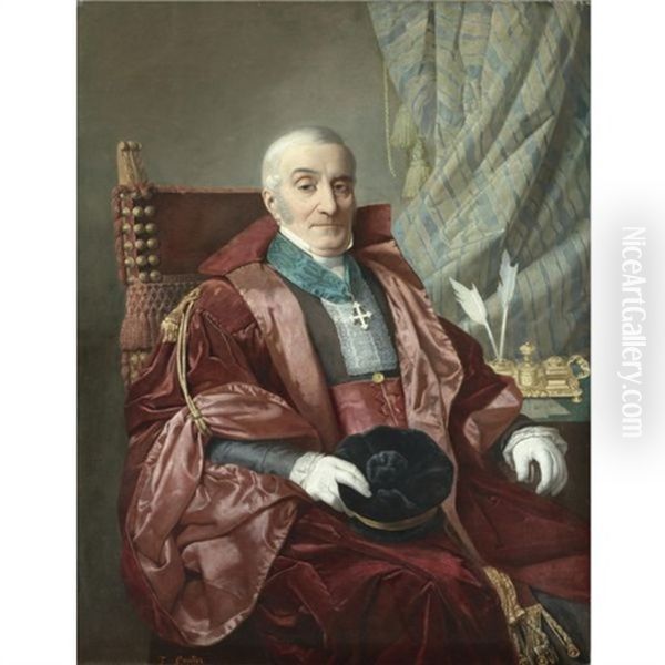 Portrait Of A Bishop Holding A Hat Oil Painting by Pierre-Jules Theophile Gautier