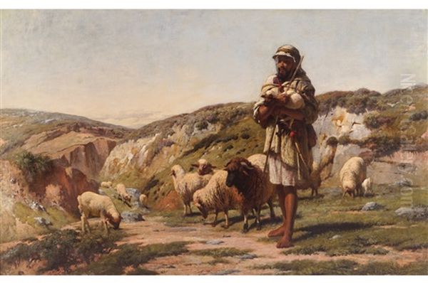 A Moorish Shepherd Oil Painting by Robert Gavin