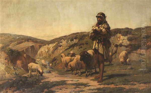 A Moorish Shepherd Oil Painting by Robert Gavin