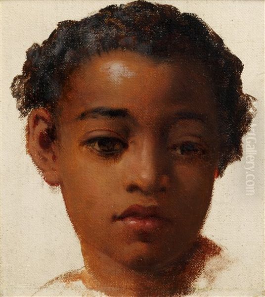 Head Of A Young Mulatto Boy Oil Painting by Robert Gavin