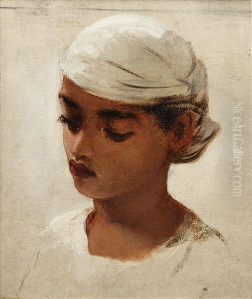 Head Of A Young Mulatto Girl Oil Painting by Robert Gavin