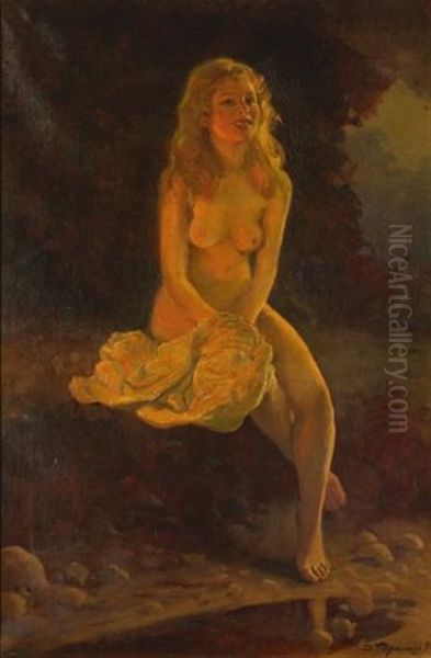 Evening Glow Oil Painting by Dmitrii Moiseevich Gavril'tsev