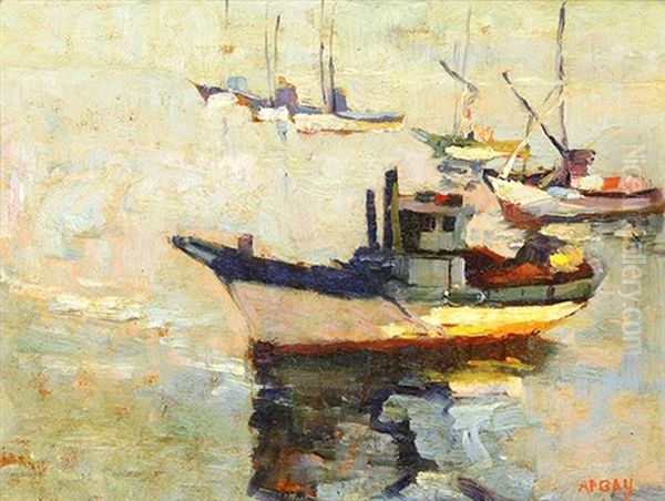 Sardine Boats Oil Painting by August Gay