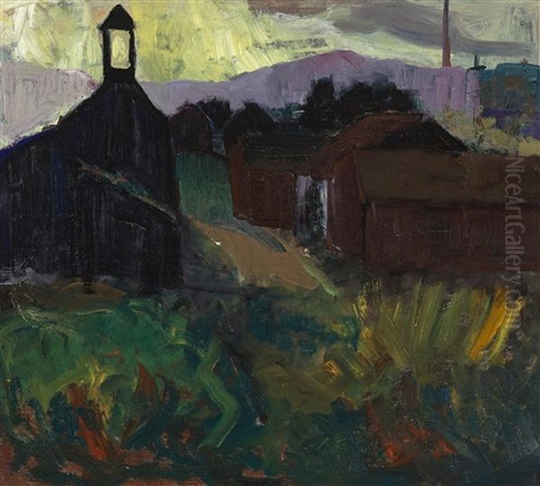 Sunset Steeple, Montecito Oil Painting by August Gay