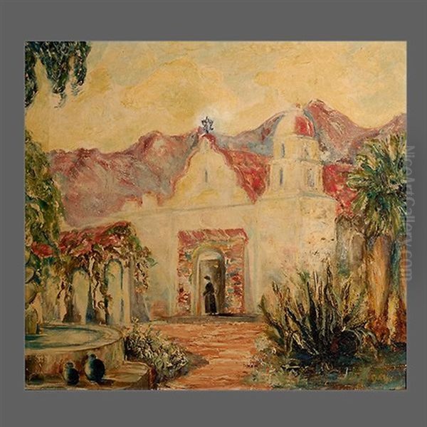 Mission San Luis Rey De Francia Oil Painting by August Gay