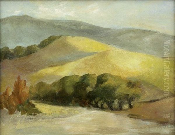 Hills Over The Carmel River Oil Painting by August Gay