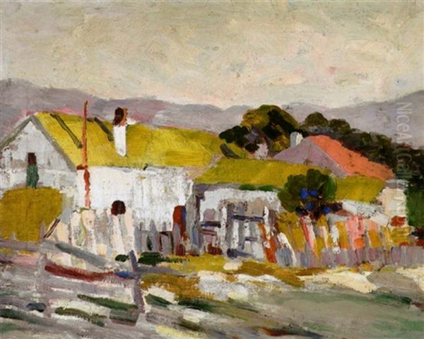 Monterey (monterey Landscape With Buildings) Oil Painting by August Gay