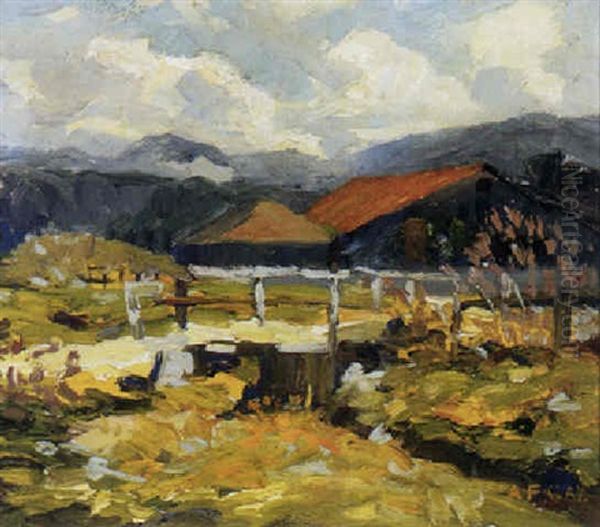 Carmel Valley Farm Oil Painting by August Gay