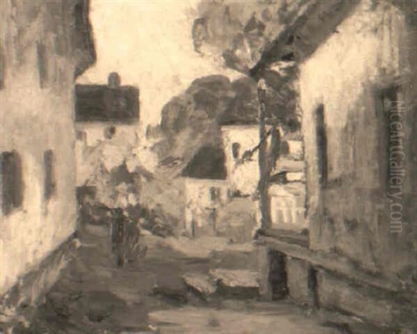 In The Village Oil Painting by August Gay