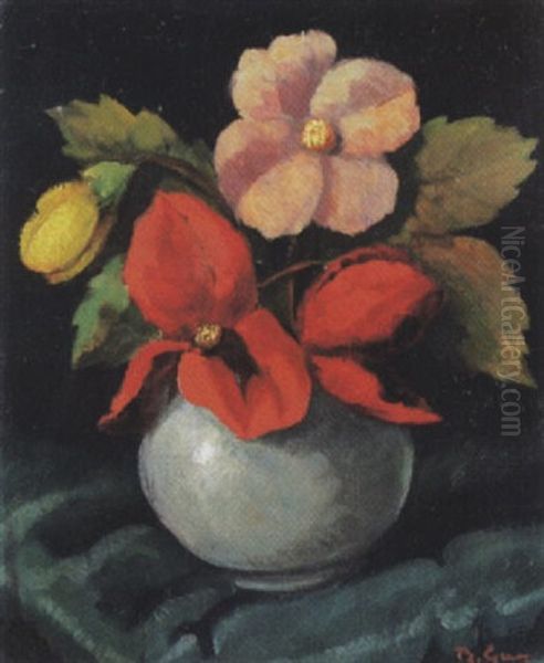 Blumenstilleben In Weisser, Bauchiger Vase Oil Painting by Berthe Gay