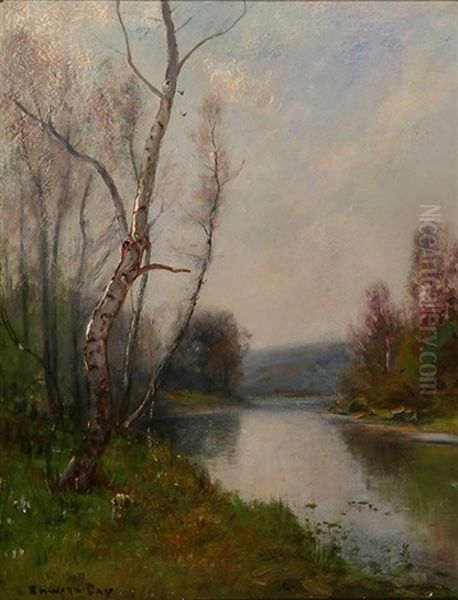 River Landscape Oil Painting by Edward B. Gay