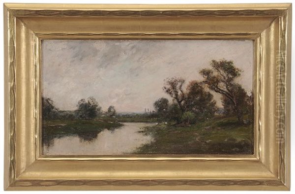 River Landscape Oil Painting by Edward B. Gay