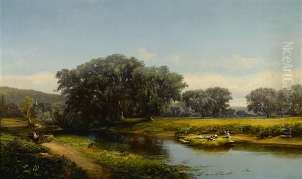 Landscape With Figures Oil Painting by Edward B. Gay