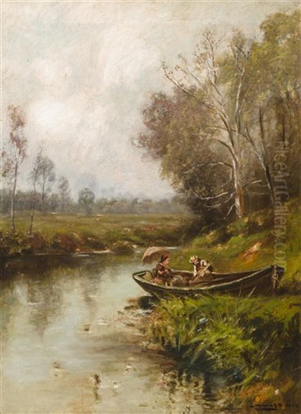 A Canoe Outing Oil Painting by Edward B. Gay